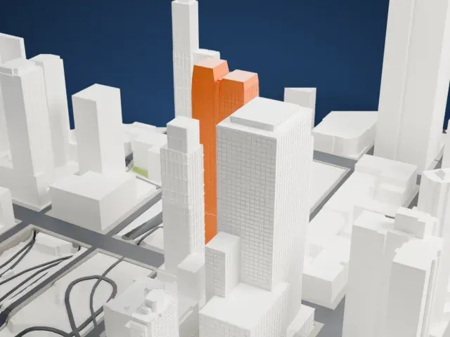 555TEN model, East view