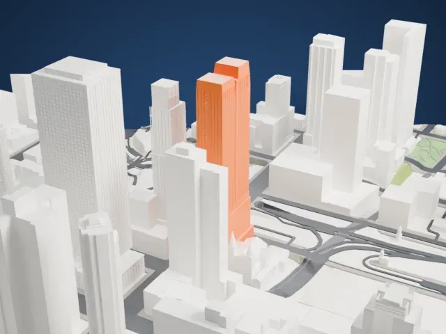 555TEN model, North view