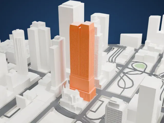 555TEN model, West view