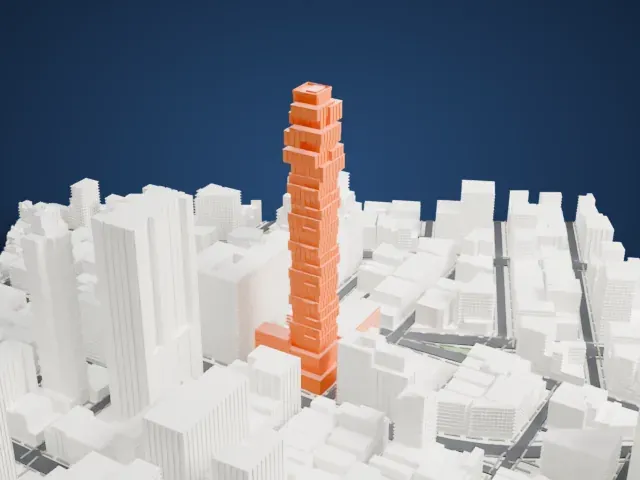 56 Leonard Street model, East view
