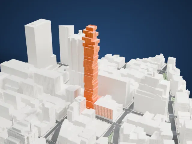 56 Leonard Street model, North view