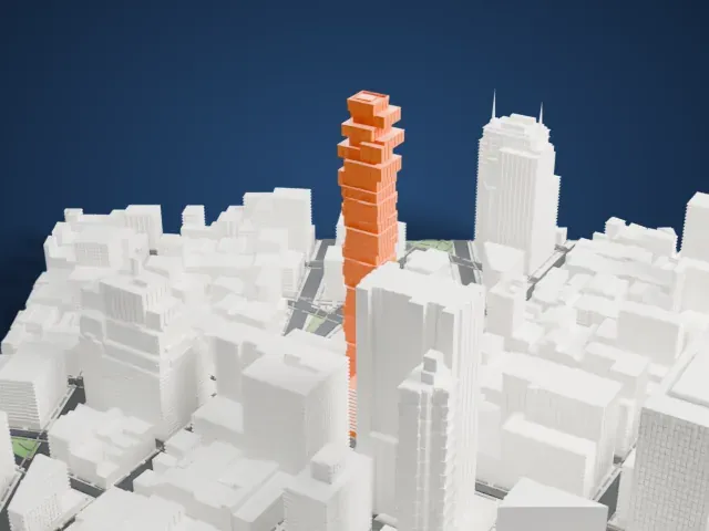 56 Leonard Street model, South view