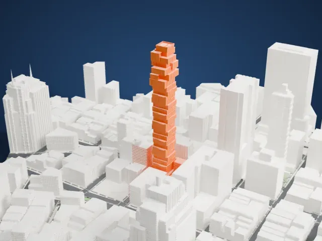 56 Leonard Street model, West view