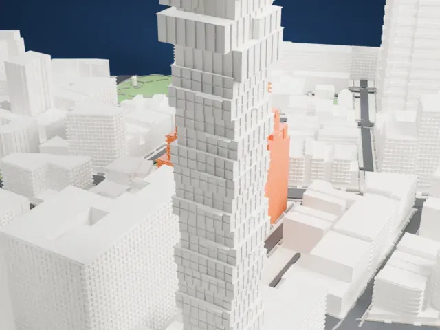 60 Hudson Street model, East view