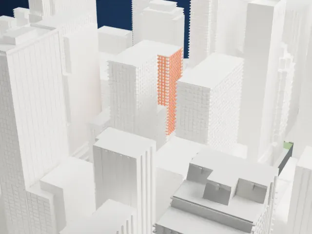 75 Rockefeller Plaza model, East view