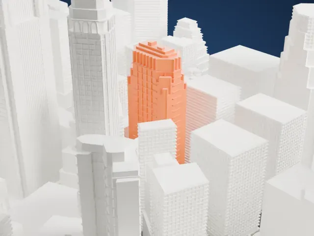 75 Wall Street model, West view