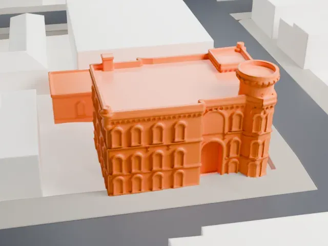 75th Police Precinct Station House model, East view