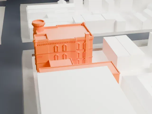 75th Police Precinct Station House model, West view