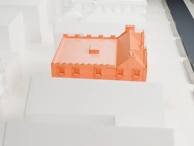 770 Eastern Parkway model, East view