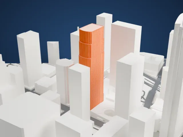 777 Tower model, East view