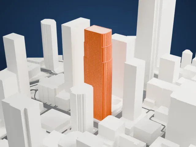 777 Tower model, South view