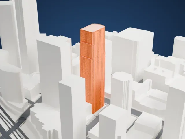777 Tower model, West view