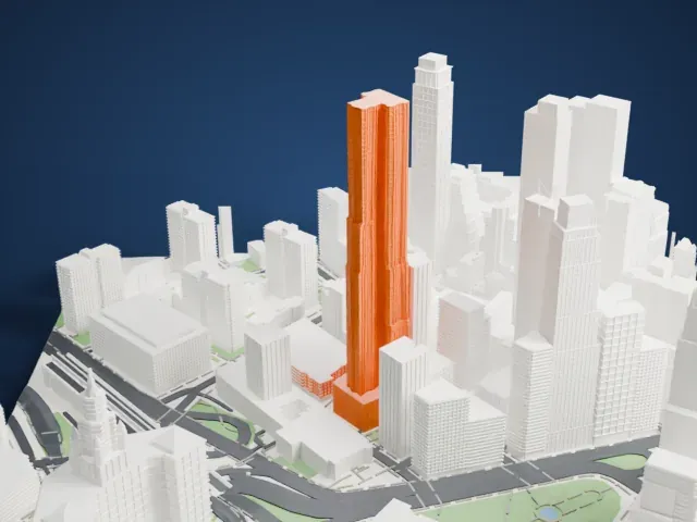 8 Spruce Street model, North view
