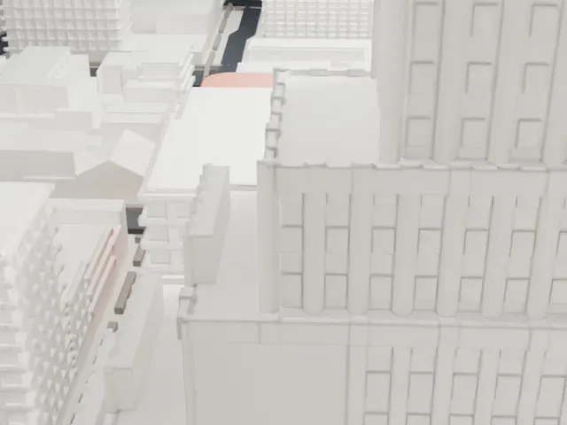 81 Willoughby Street model, East view