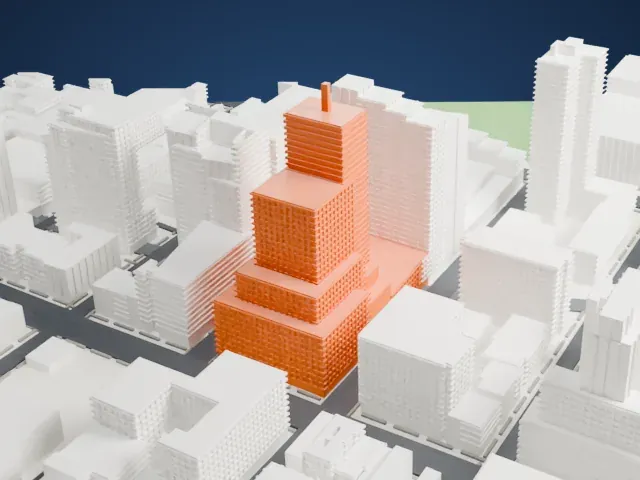 811 Tenth Avenue model, East view