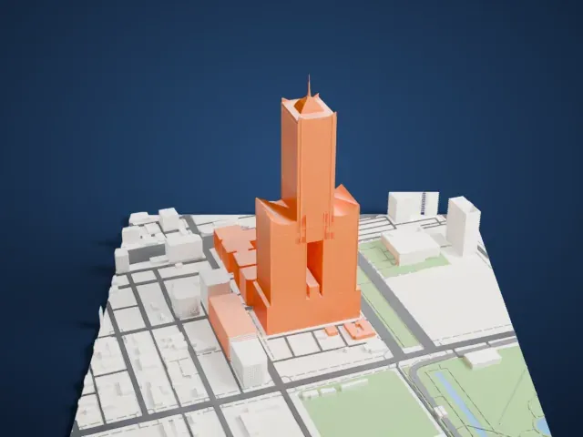 85 Sky Tower model, West view