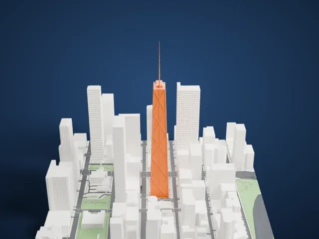 875 North Michigan Avenue model, East view