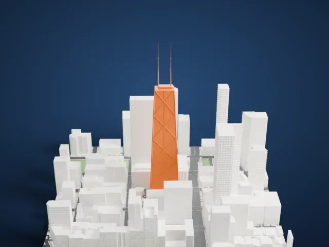 875 North Michigan Avenue model, North view