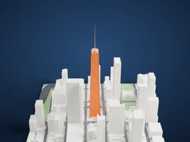 875 North Michigan Avenue model, West view