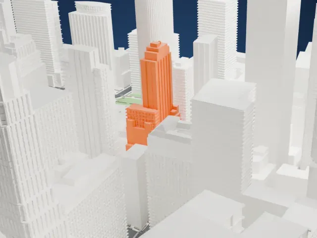 88 Greenwich Street model, East view