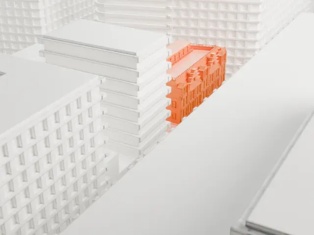889 Broadway model, West view