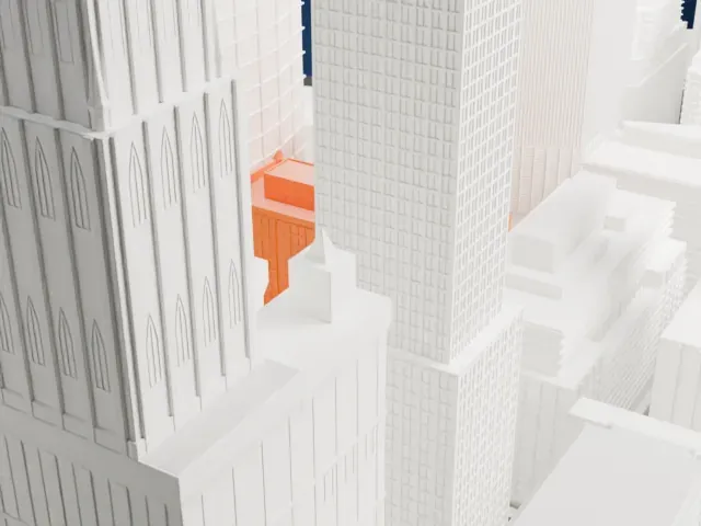 90 Church Street model, East view