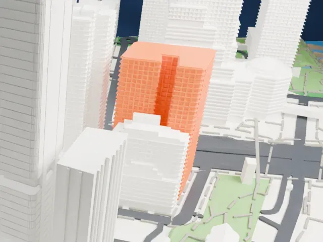 90 West Street model, East view