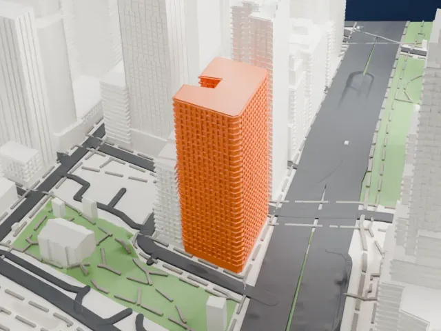 90 West Street model, North view