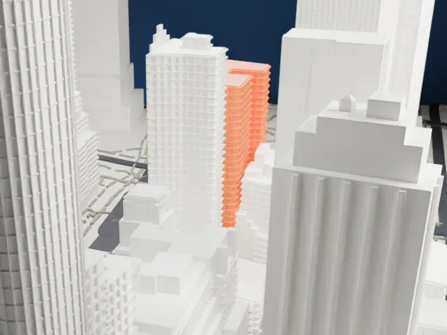 90 West Street model, South view