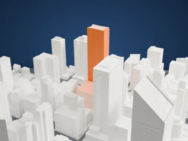 919 Third Avenue model, West view