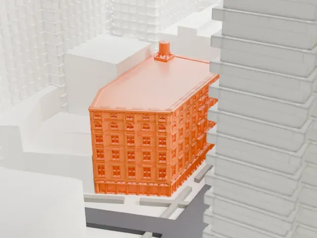 935–939 Broadway model, East view