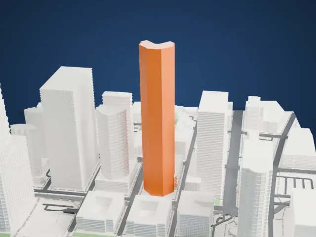 99 Hudson Street model, East view