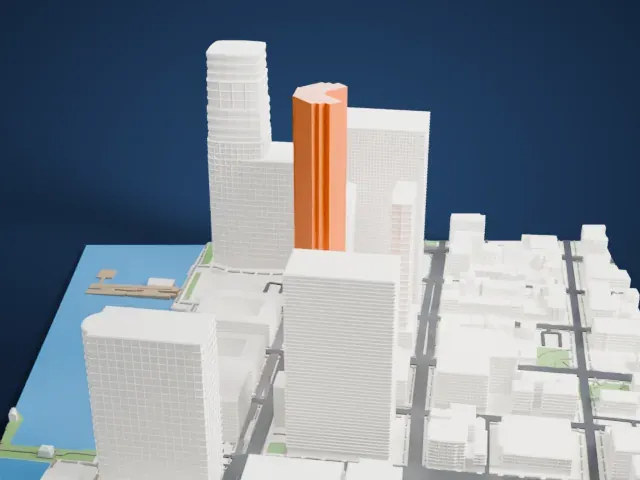 99 Hudson Street model, North view