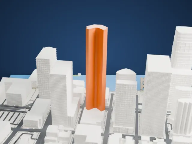 99 Hudson Street model, West view