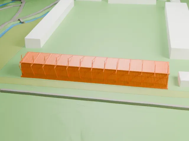 Abbey Stadium model, South view