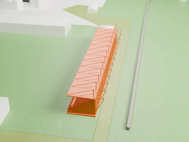 Abbey Stadium model, West view