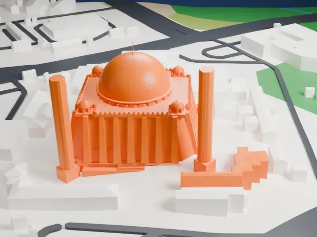 Abuja National Mosque model, East view
