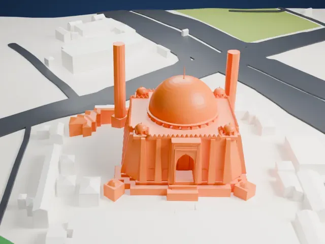 Abuja National Mosque model, West view