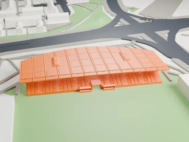 Academy Stadium model, East view