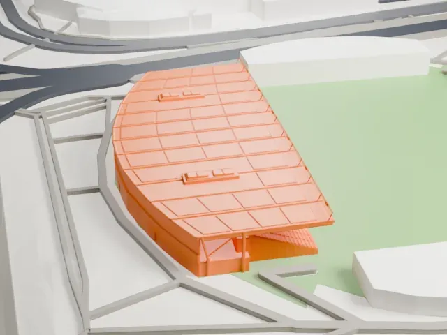 Academy Stadium model, South view