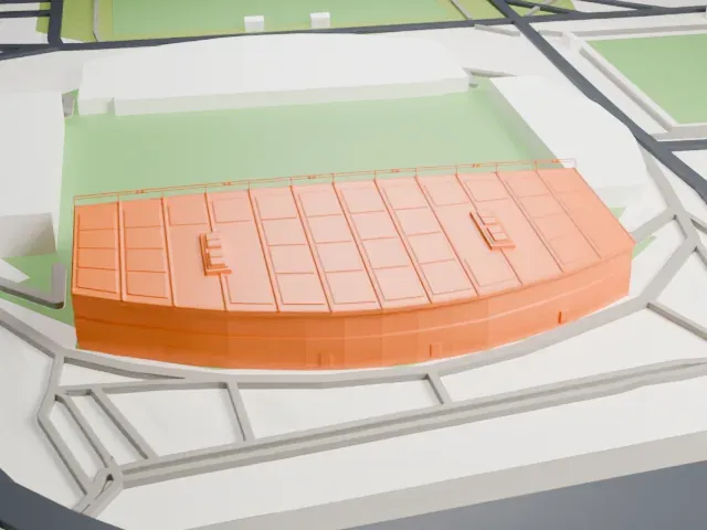 Academy Stadium model, West view