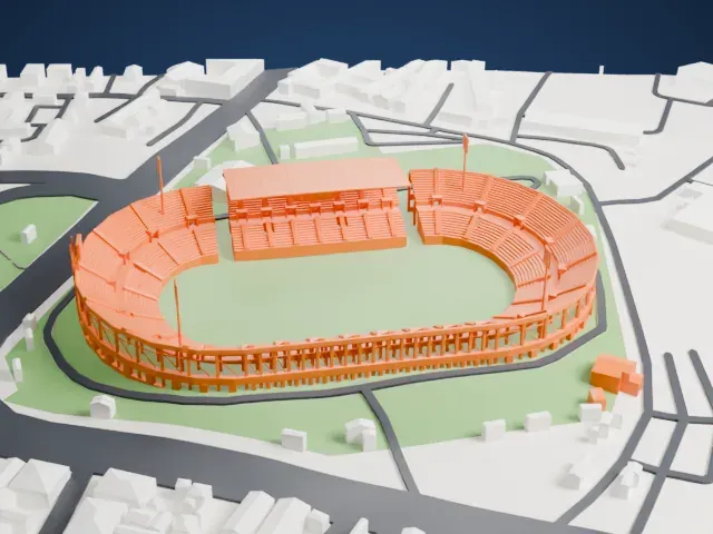 Accra Sports Stadium model, East view