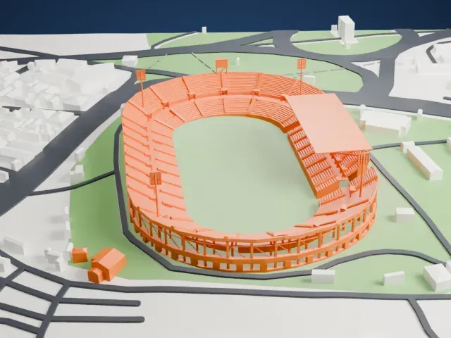 Accra Sports Stadium model, North view