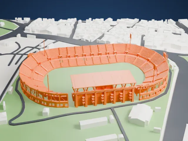 Accra Sports Stadium model, West view