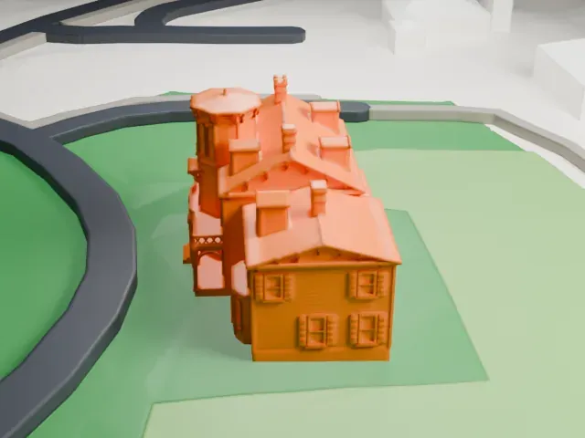Acorn Hall model, East view
