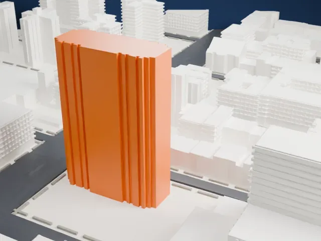 Adam Clayton Powell Jr. State Office Building model, South view