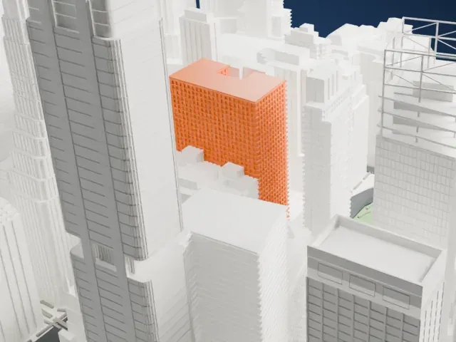 Adams Express Building model, North view