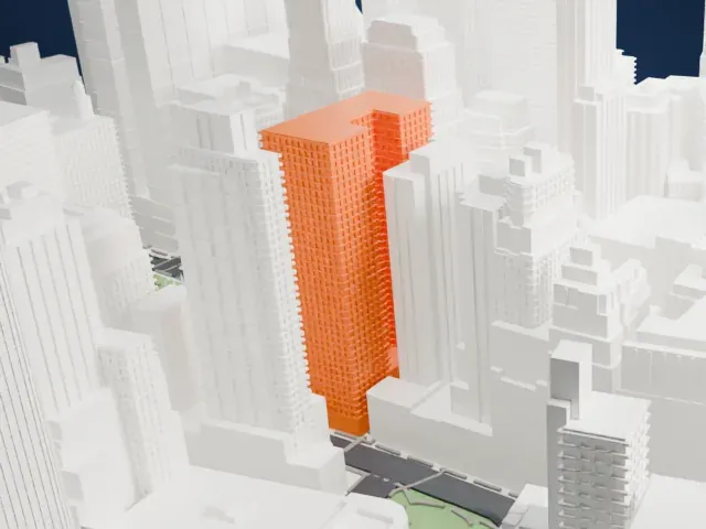 Adams Express Building model, West view