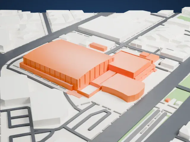 Adelaide Entertainment Centre model, East view