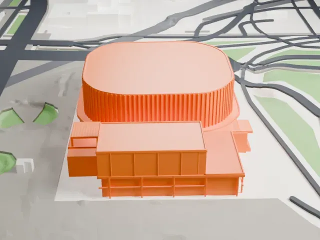 Adidas Arena model, East view